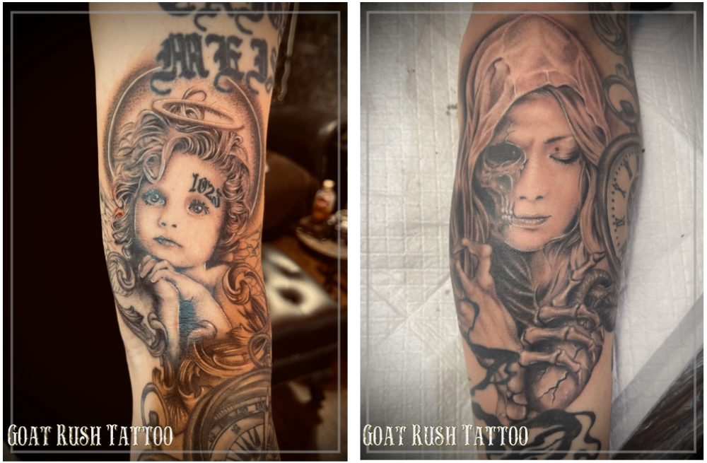 天使とスカルマリアのタトゥー 天使とスカルマリアのタトゥー