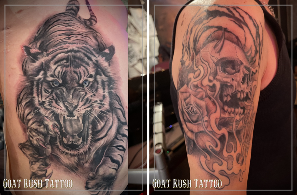 虎のタトゥー スカルタトゥー 虎のタトゥー スカルタトゥー