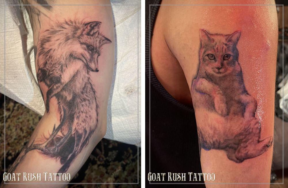 狐のタトゥー　猫のタトゥー