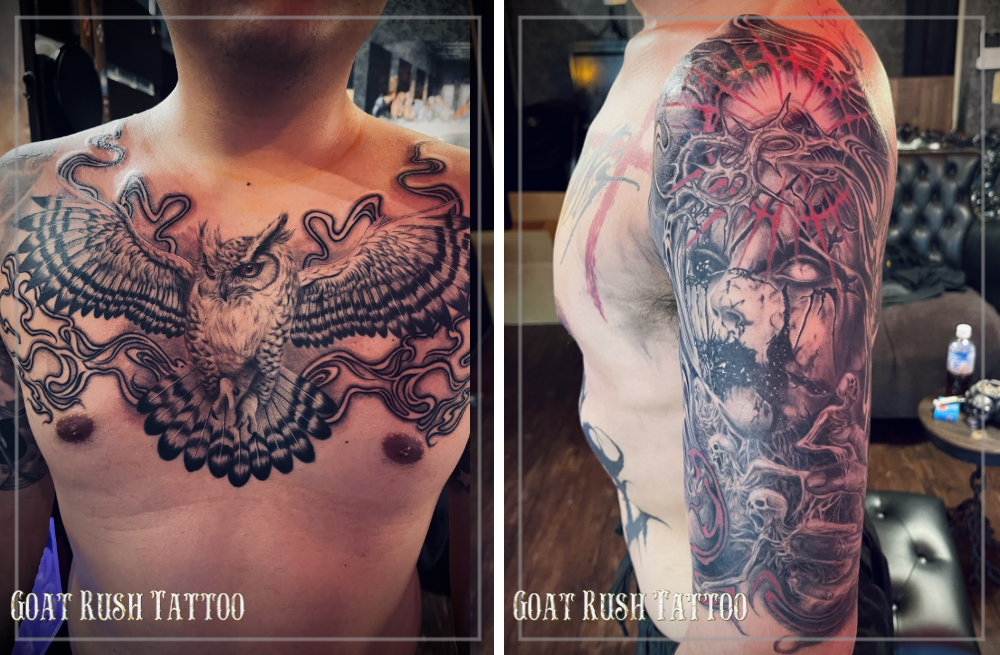 フクロウのタトゥ ホラータトゥー フクロウのタトゥ ホラータトゥー