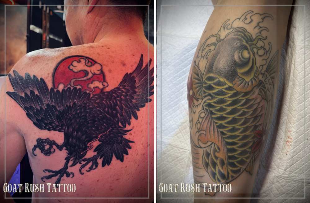 八咫烏のタトゥー 鯉の刺青 八咫烏のタトゥー 鯉の刺青